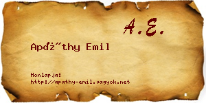 Apáthy Emil névjegykártya